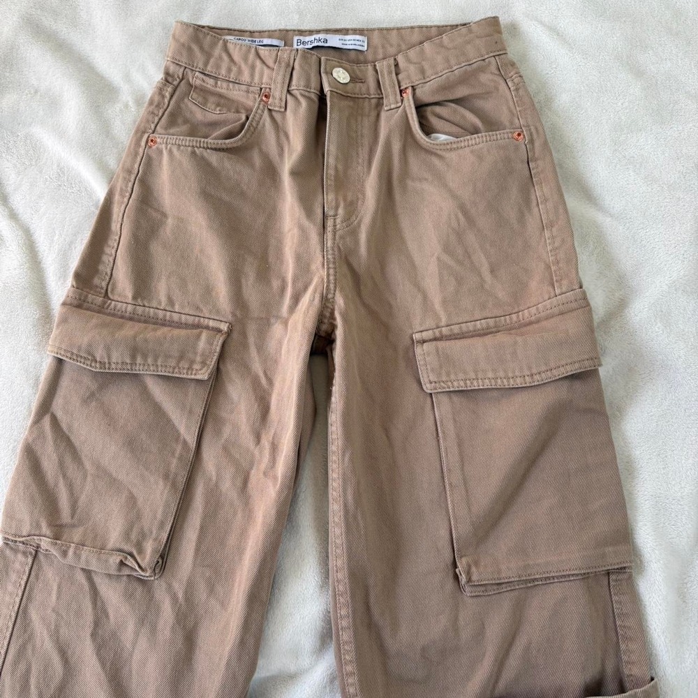 Bershka beige tan cargo pants